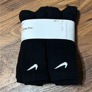 Nike Black Crew Socks with White Swoosh - 6-Pack